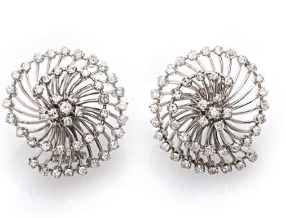 Orecchini e Spilla in Oro Bianco e Diamanti