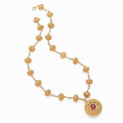 Collana in Oro Giallo e Granato