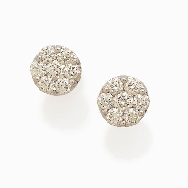 Earrings with diamonds  - Auction GIOIELLI, OROLOGI E VINTAGE LUXURY GOODS - Faraone Casa d'Aste