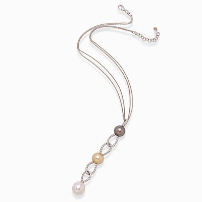 Collana Crivelli in Oro Bianco con Perle e Diamanti