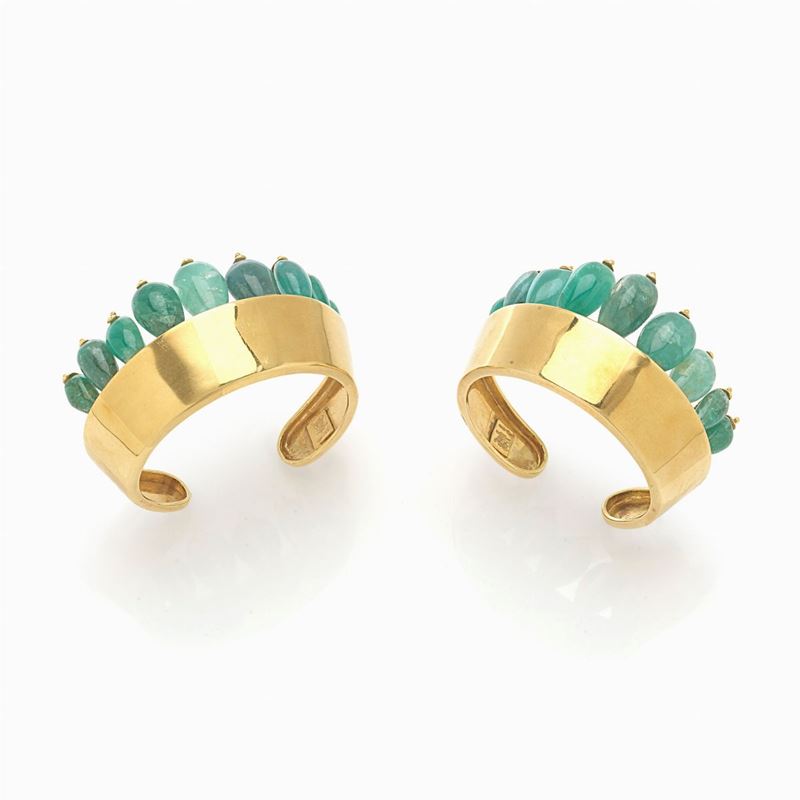 2 Bangle Oro e Gocce Smeraldo