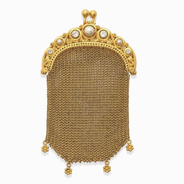 Early 1900 18 carat yellow gold mesh purse