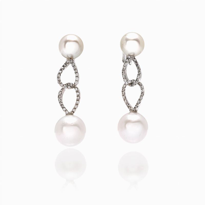 Orecchini Oro Bianco e Perle
