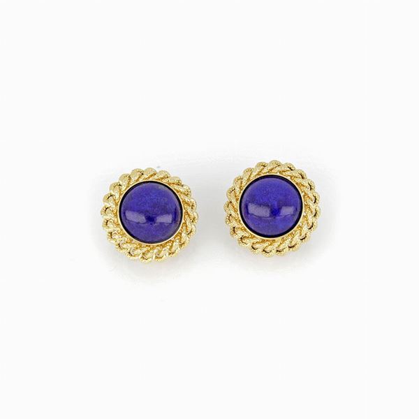 Orecchini in oro giallo con lapislazzuli cabochon