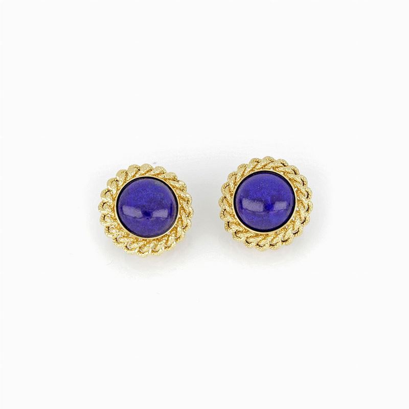 Orecchini in Oro Giallo con Lapislazzuli Cabochon