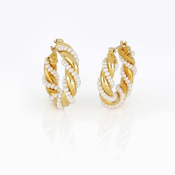 Orecchini in oro giallo e perle coltivate  - Auction GIOIELLI E OROLOGI - Faraone Casa d'Aste