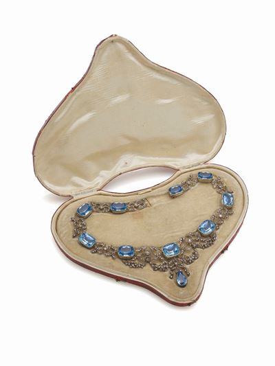Girocollo in Argento e Oro e Acquamarine