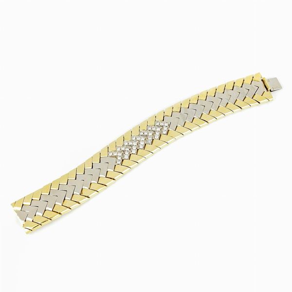 Bracciale oro bianco e giallo e diamanti  - Asta GIOIELLI, OROLOGI E LUXURY GOODS - Faraone Casa d'Aste