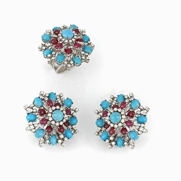 18 carat white gold demi-parure