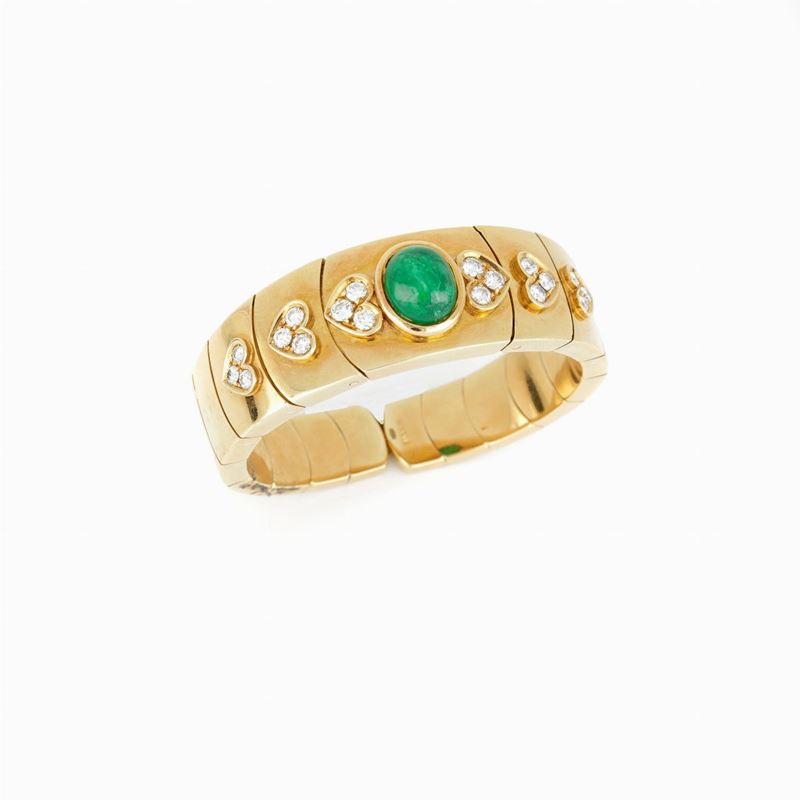 Bracciale Faraone in Oro Giallo Smeraldo e Diamanti