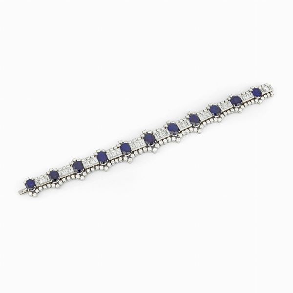 Platinum bracelet with diamonds and sapphires