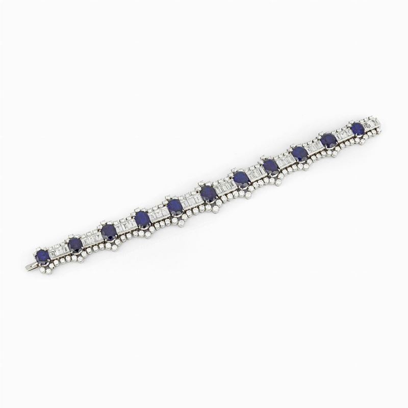 Bracciale Platino Zaffiro e Diamanti