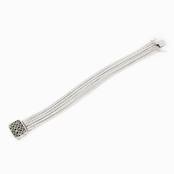 Bracciale oro bianco fermezza smeraldi