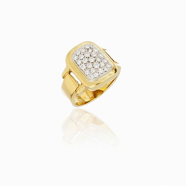 Anello oro giallo e diamanti
