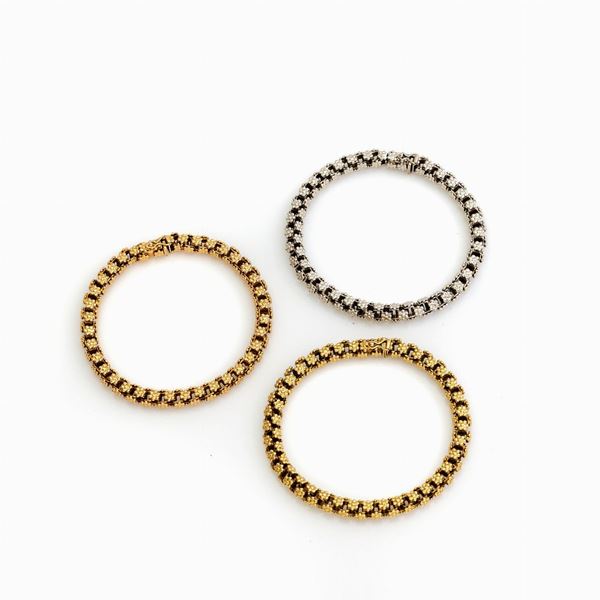 Lotto tre bracciali nei tre ori