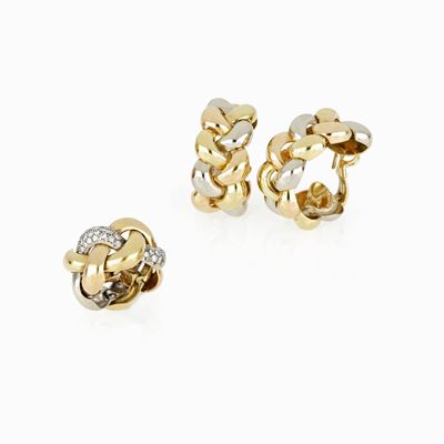 Demì-parure, Anello e Orecchini, Oro e Diamanti
