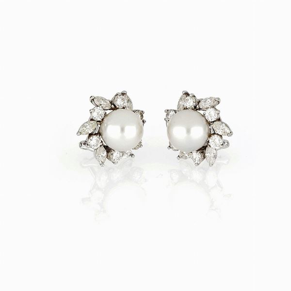 Diamond pearl earrings