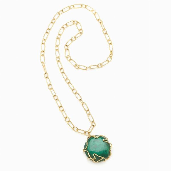 Sautoir in oro e malachite