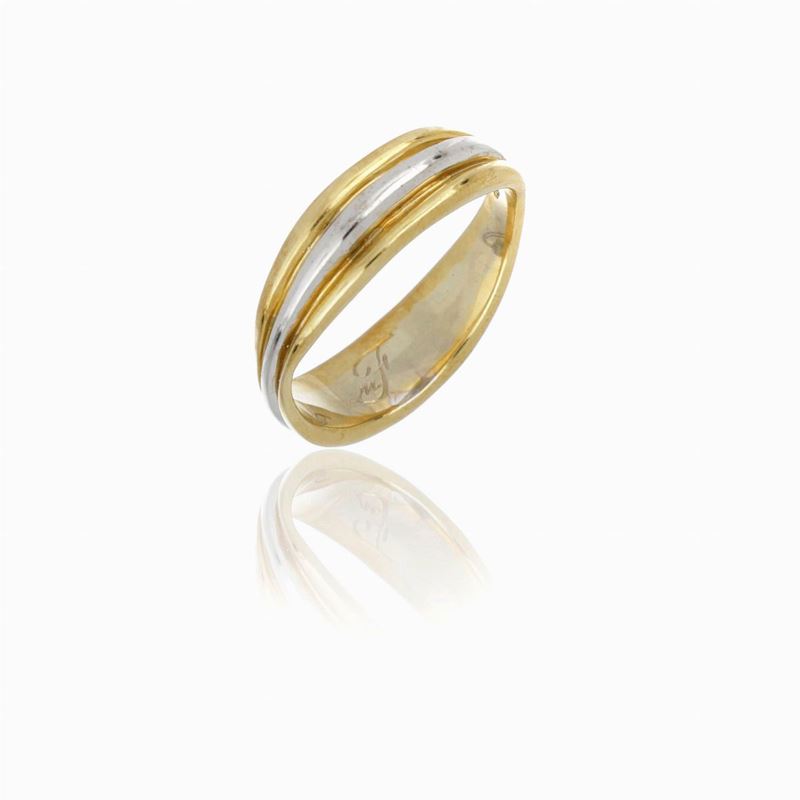 Anello Faraone Oro Bianco e Giallo