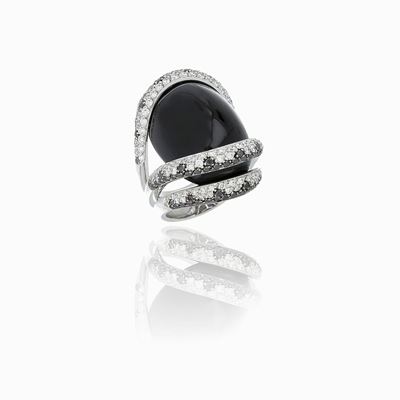 Anello Crivelli Oro Bianco Diamanti e Onice