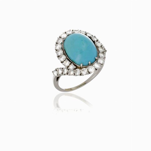 Turquoise diamond ring  - Auction GIOIELLI, OROLOGI E VINTAGE LUXURY GOODS - Faraone Casa d'Aste
