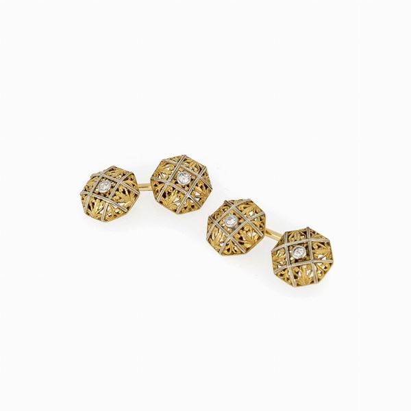 Gold diamond cufflinks