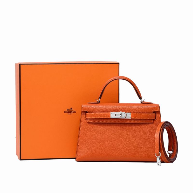 Hermes - Hermès Mini Kelly Bicolor con Tracollina e Scatola