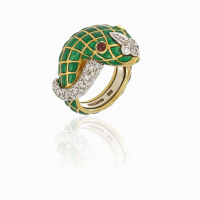 Anello Webb Smalto e Diamanti