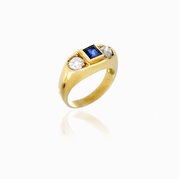 Anello zaffiro e diamanti 