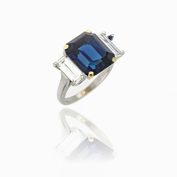 Faraone : Anello Faraone zaffiro diamanti  - Asta GIOIELLI, OROLOGI E LUXURY GOODS - Faraone Casa d'Aste