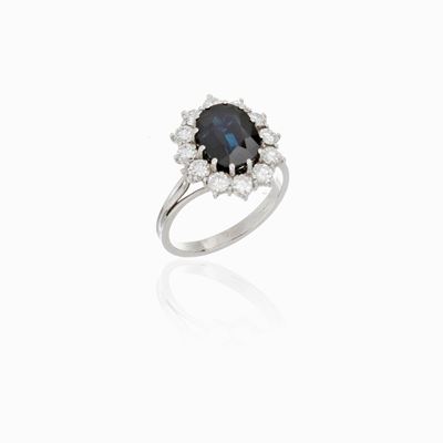Anello Oro Diamanti Zaffiro