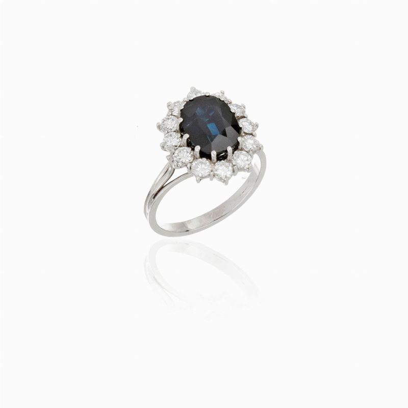 Anello Oro Diamanti Zaffiro