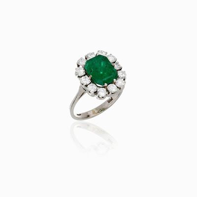 Anello Oro Diamanti e Smeraldo