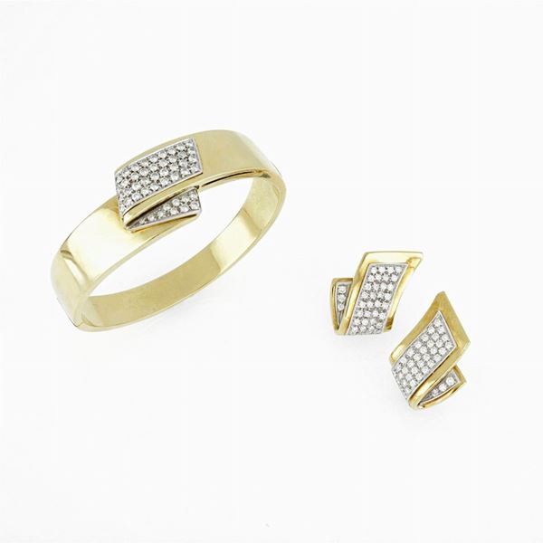 Leo Pizzo gold diamond bracelet and earrings