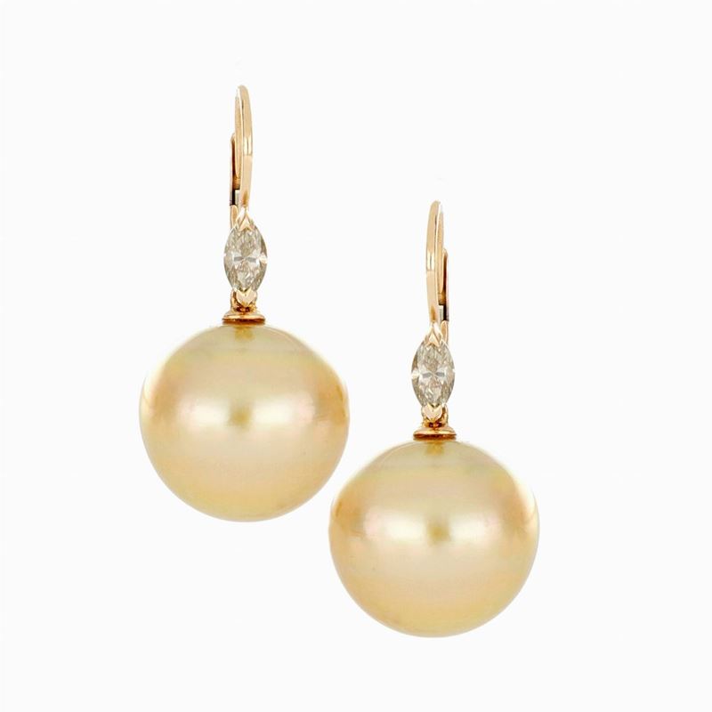 Orecchini in Oro Diamanti Perle