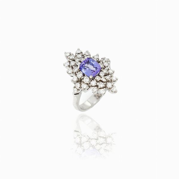 Anello oro diamanti e tanzanite  - Auction GIOIELLI E OROLOGI - Faraone Casa d'Aste