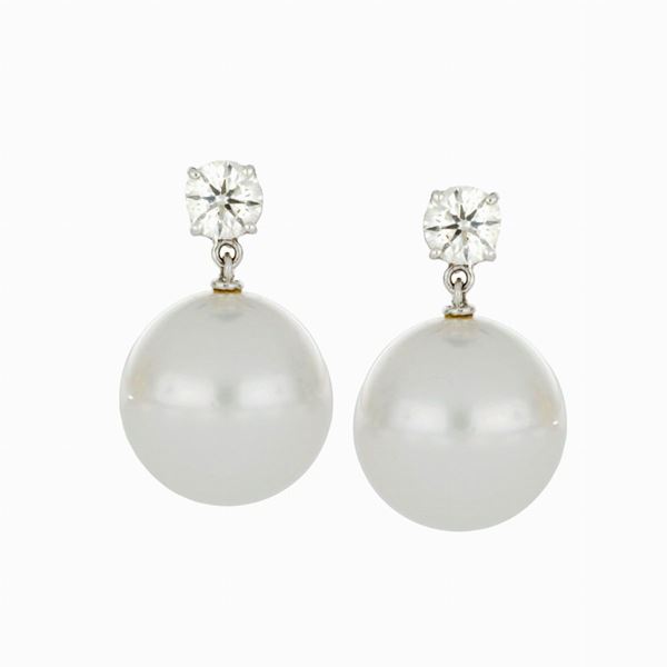 Sabbadini : Sabbadini earrings with pearls and diamonds  - Auction GIOIELLI OROLOGI E LUXURY GOODS - Faraone Casa d'Aste