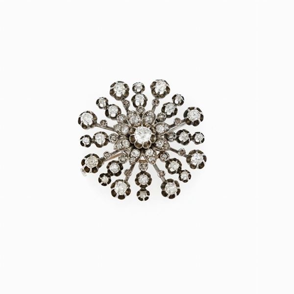 Silver diamond brooch  - Auction GIOIELLI, OROLOGI E VINTAGE LUXURY GOODS - Faraone Casa d'Aste