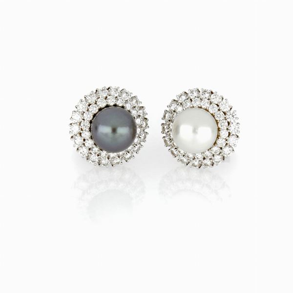 Sabbadini : Sabbadini pearl diamond earrings  - Auction GIOIELLI, OROLOGI E VINTAGE LUXURY GOODS - Faraone Casa d'Aste