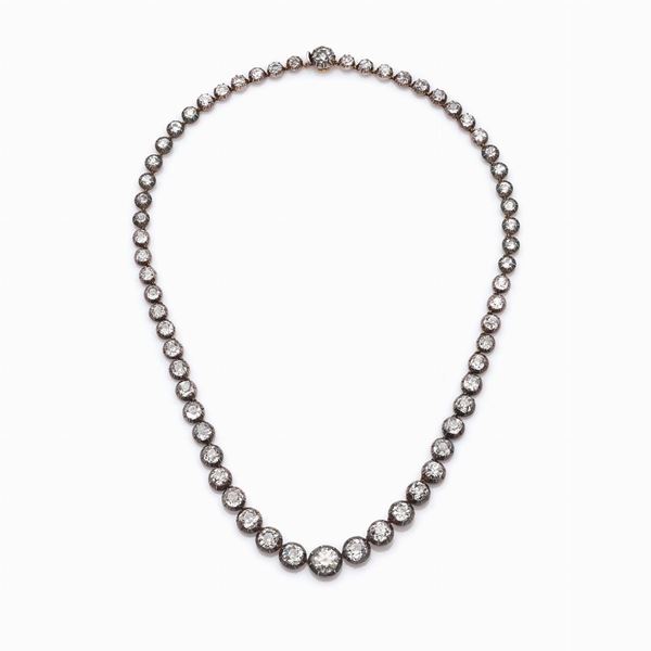 Gold silver diamond riviere necklace   - Auction GIOIELLI, OROLOGI E VINTAGE LUXURY GOODS - Faraone Casa d'Aste