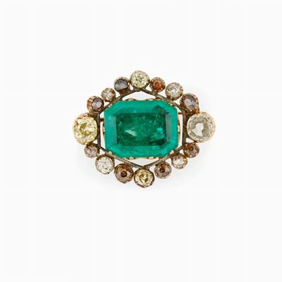 Spilla Smeraldo Diamanti