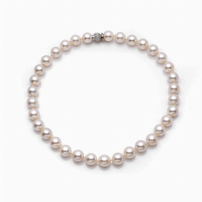 Collana Perle Chiusura Oro Diamanti