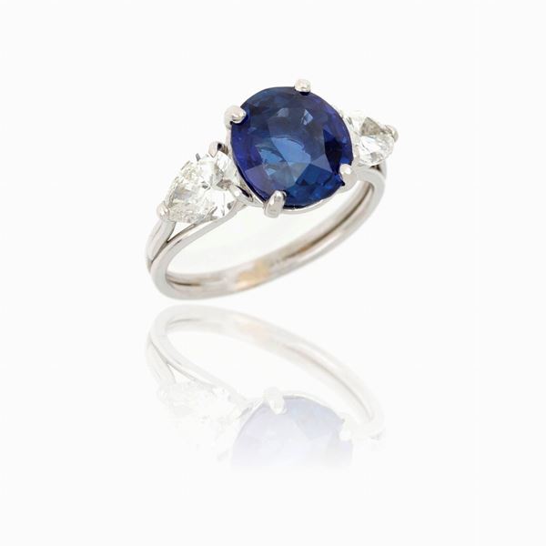 Sapphire diamond ring   - Auction GIOIELLI, OROLOGI E VINTAGE LUXURY GOODS - Faraone Casa d'Aste