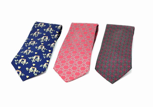 Hermes -  Three Hermès silk ties