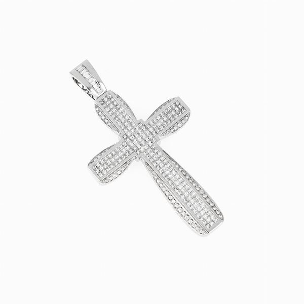 Croce pendente oro diamanti  - Asta GIOIELLI, OROLOGI E LUXURY GOODS - Faraone Casa d'Aste