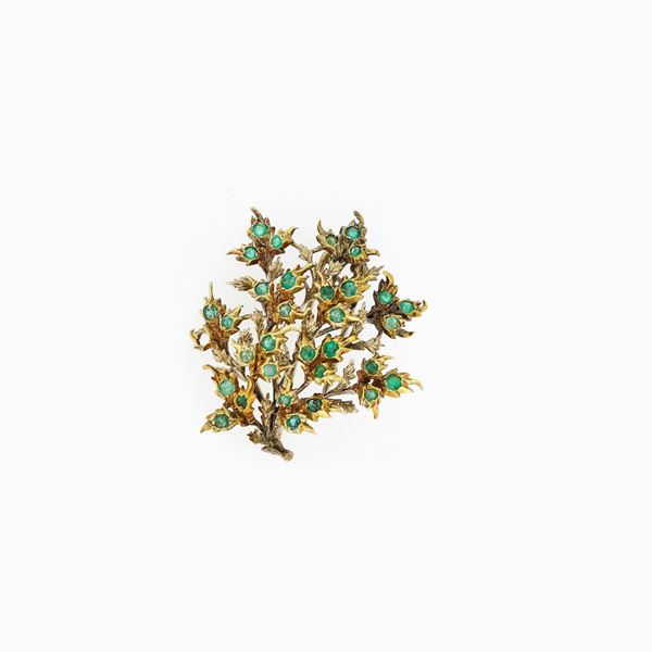 Buccellati : Buccellati emerald gold brooch  - Auction GIOIELLI, OROLOGI E VINTAGE LUXURY GOODS - Faraone Casa d'Aste