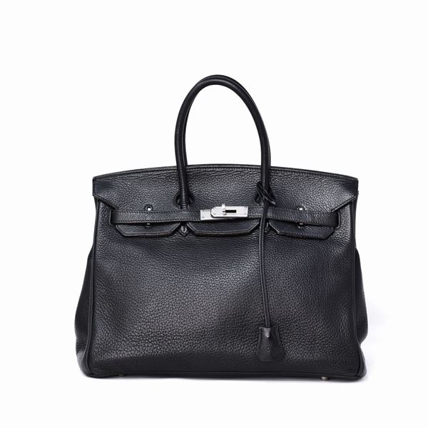 Hermes - Hermès Taurillon Clemence Noir Birkin 35