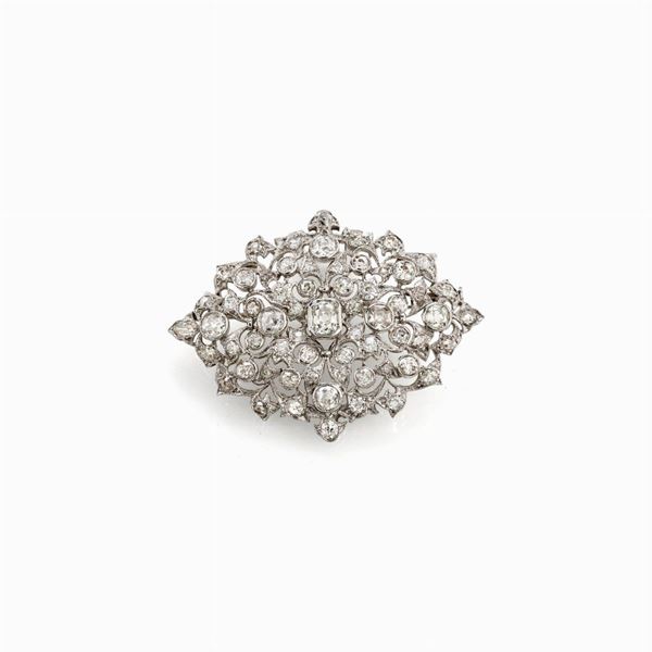 Spilla in platino e oro bianco   - Asta Gioielli e orologi del XX secolo - Faraone Casa d'Aste