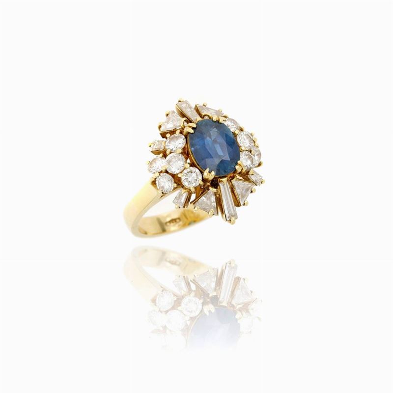 Anello Oro Zaffiro e Diamanti