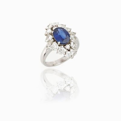 Anello Zaffiro Diamanti